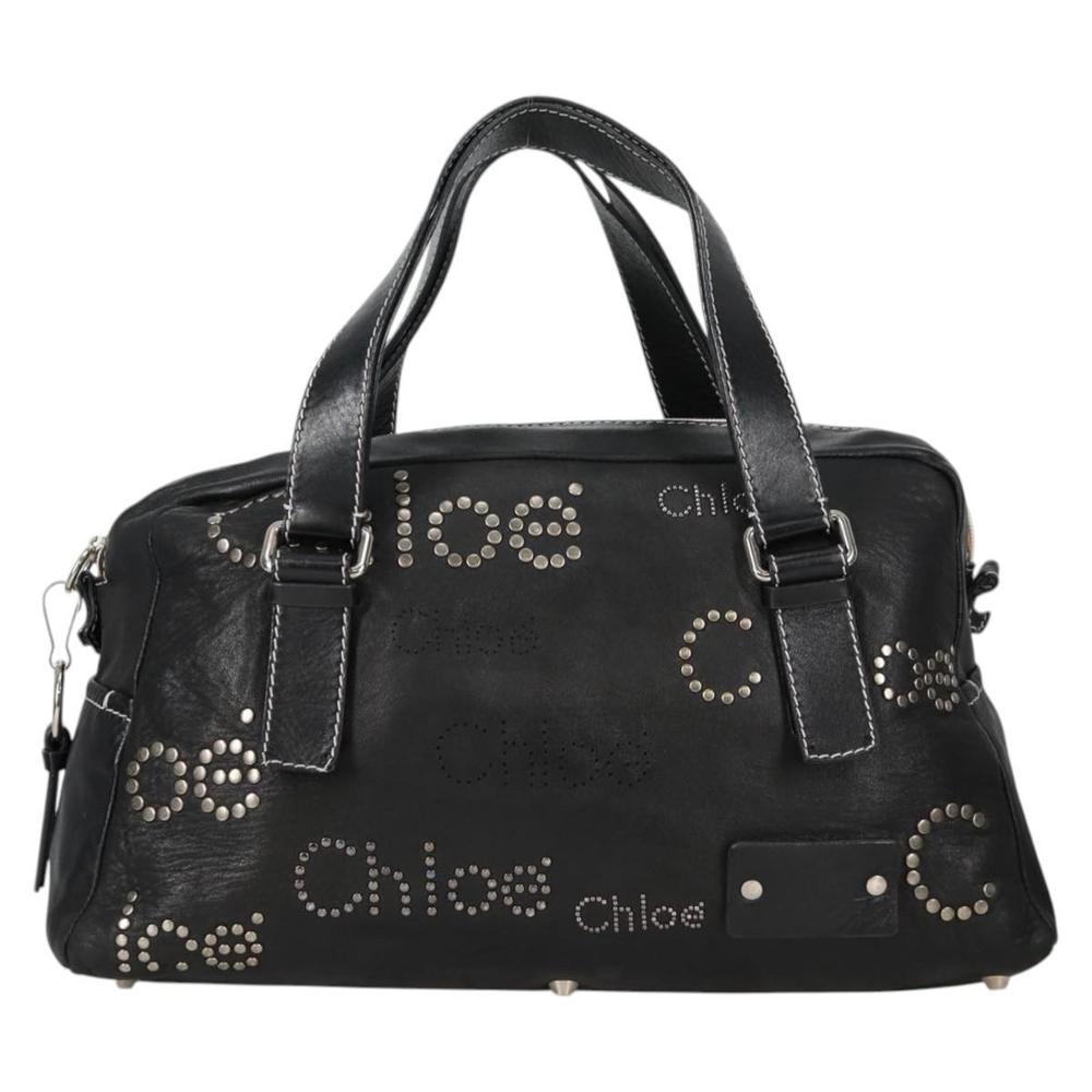 Chloe Hand Bag Leather Black Silver Auth SW1545V - Picture 13 of 16